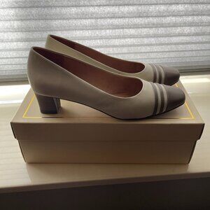 Auditions' Leather Tan and White Pump 8.5